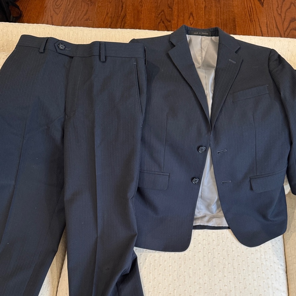 Classic Men's Navy Pinstripe Two-Piece Suit